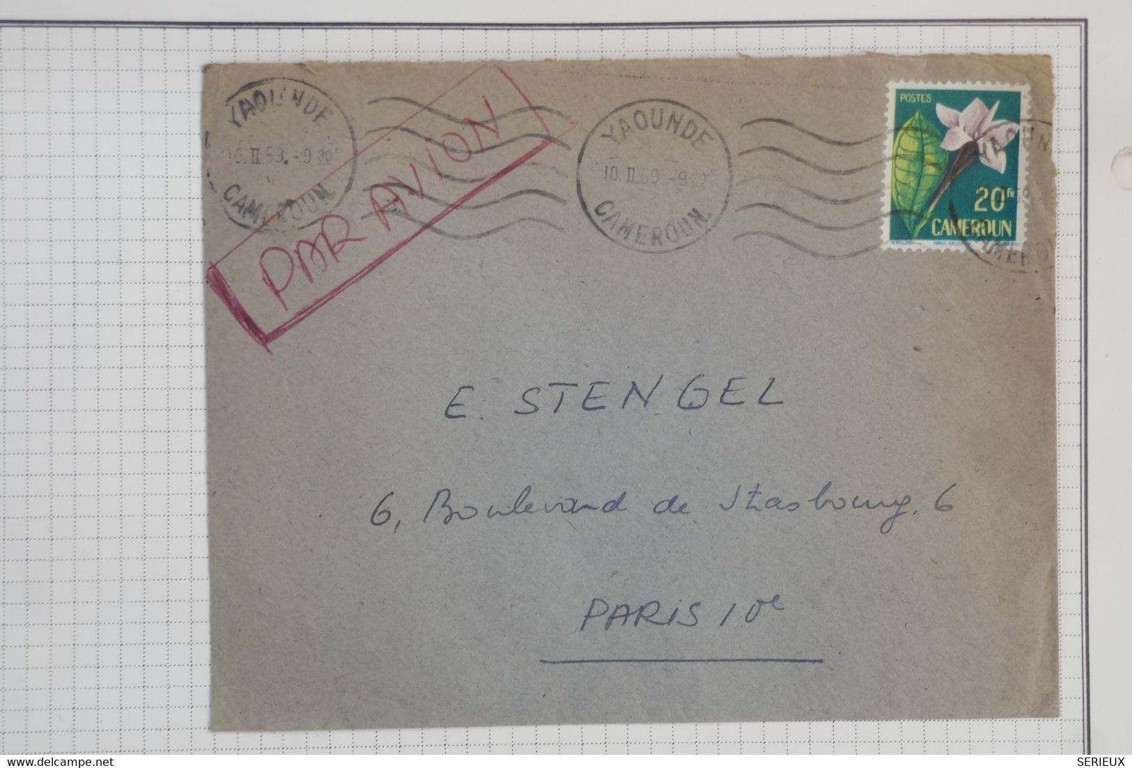 BB1  CAMEROUN    BELLE  LETTRE  ++ 1959  YAOUNDE   A  PARIS FRANCE++20F +AFF. INTERESSANT - Cartas & Documentos