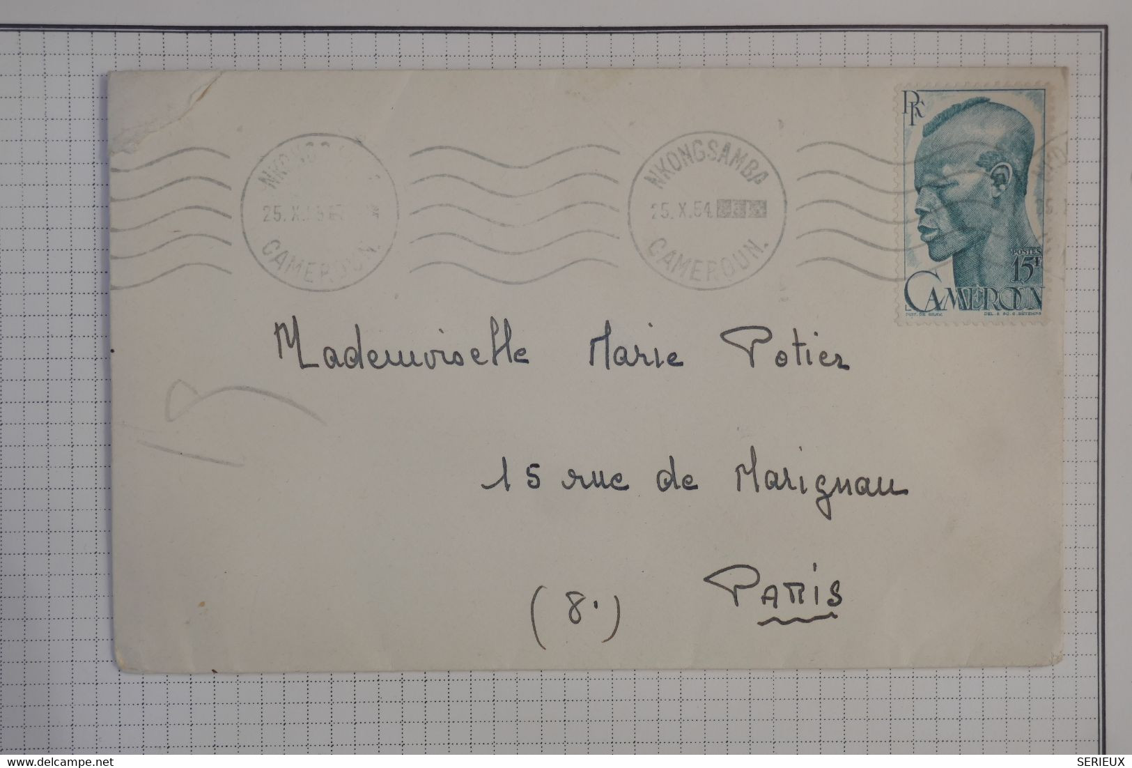 BB1  CAMEROUN    BELLE  LETTRE  ++ 1954  PETIT BUREAU NKONGSAMBA   A  PARIS   FRANCE++15F +AFF.PLAISANT - Briefe U. Dokumente