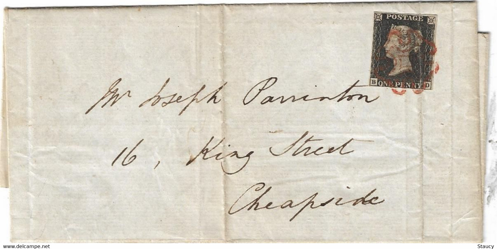 UK GB GREAT BRITAIN 1840 SG1 One Penny Black On Cover Hemel Hempstead To Cheapside, London  (BD) Used As Per Scan - Cartas & Documentos