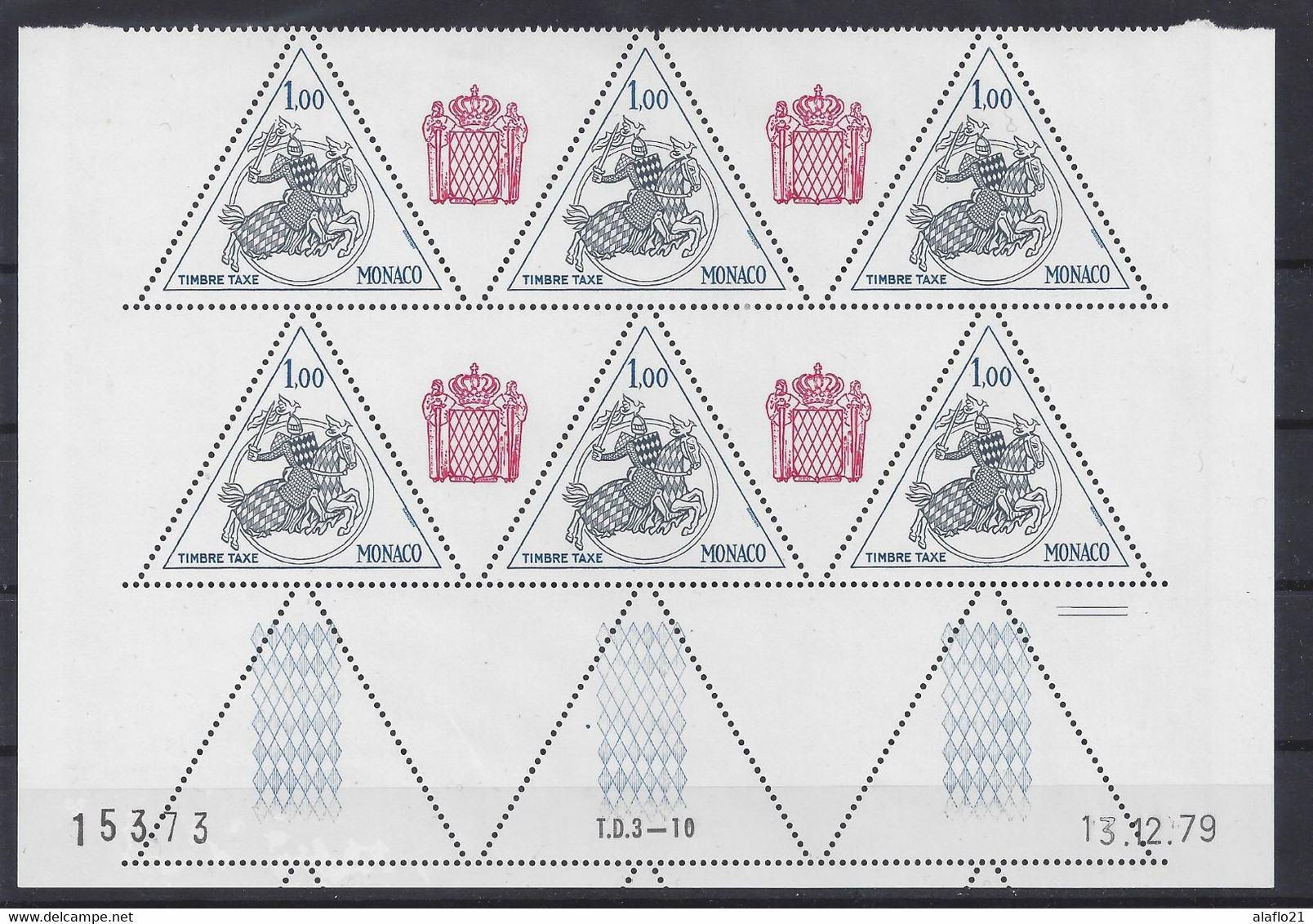 MONACO - TAXE N° 70 - SCEAU PRINCIER - Bloc De 6 COIN DATE - NEUF SANS CHARNIERE - 13/12/79 - Postage Due