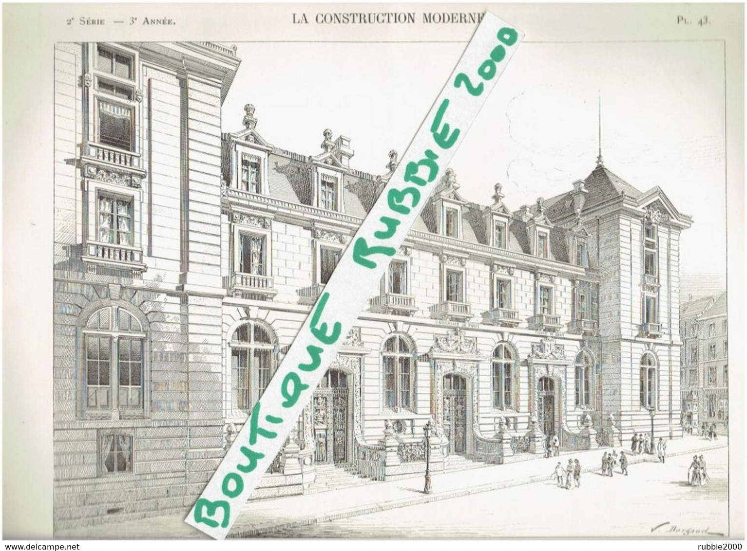 4 PLANS DESSINS 1897 PARIS 5° FACULTE DE DROIT PARIS II PANTHEON RUE SAINT JACQUES PAR L ARCHITECTE LHEUREUX ART NOUVEAU - Paris