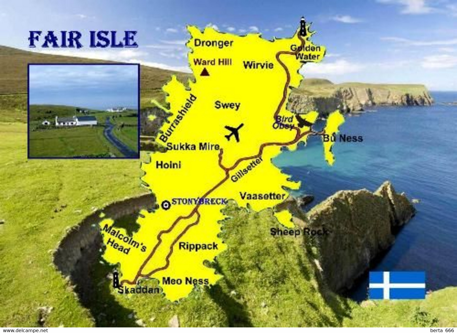 Scotland Fair Isle Map New Postcard * Carte Geographique * Landkarte - Altri & Non Classificati
