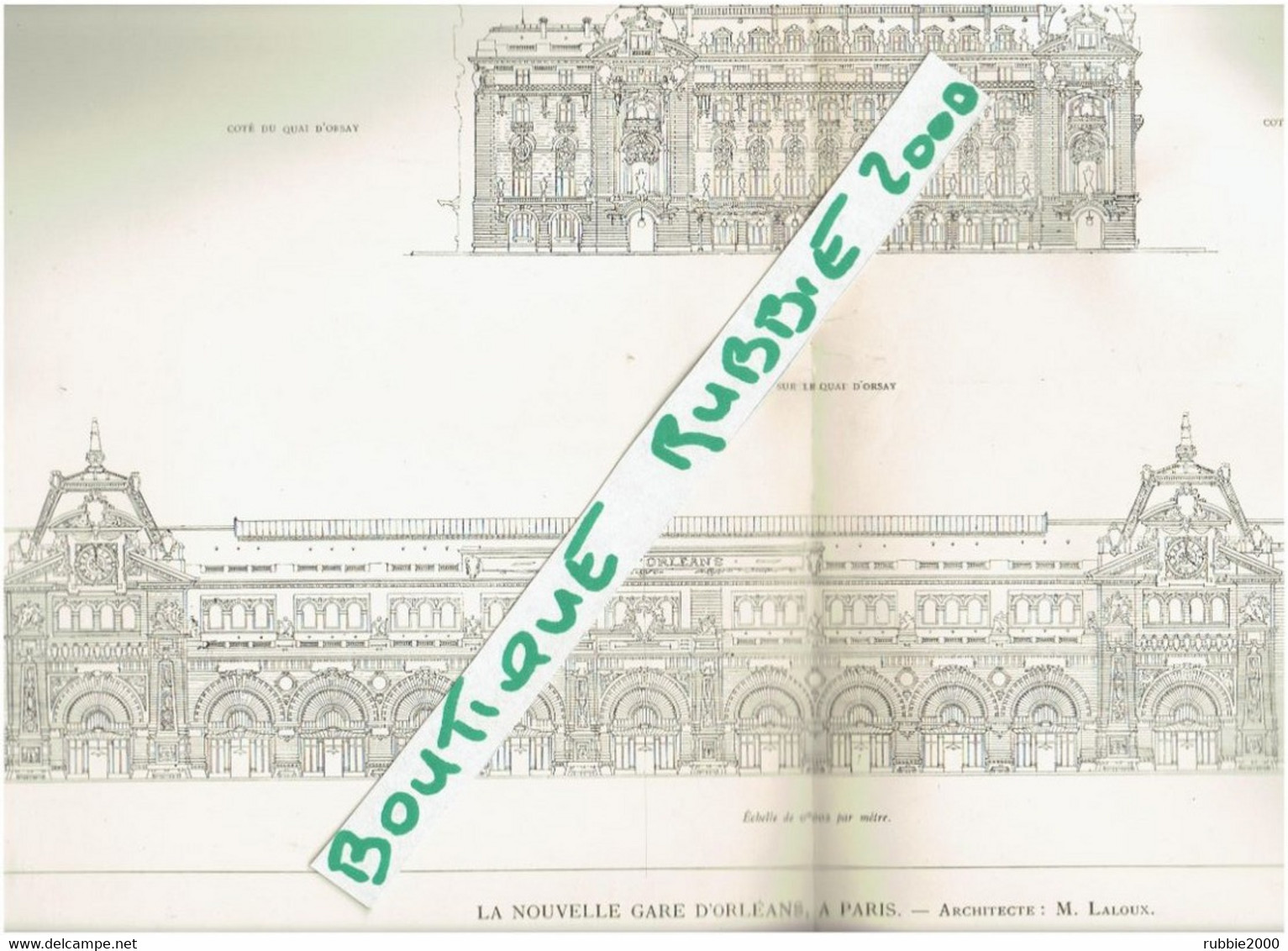 PLAN DESSIN 1897 PARIS 7° LA NOUVELLE GARE D ORLEANS QUAI D ORSAY ET RUE DE LILLE QUAI ANATOLE FRANCE ARCHITECTE LALOUX - Paris