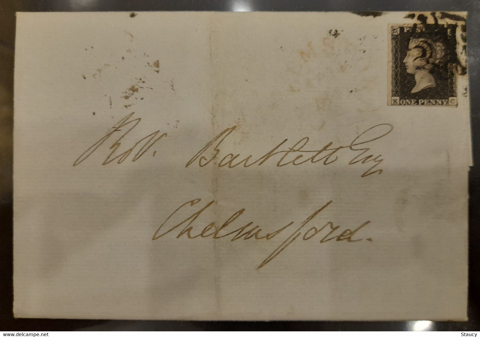UK GB GREAT BRITAIN 1841 SG1 One Penny Black 4 Margins On Cover Charles House To Chelmsford (KC) Used As Per Scan - Cartas & Documentos