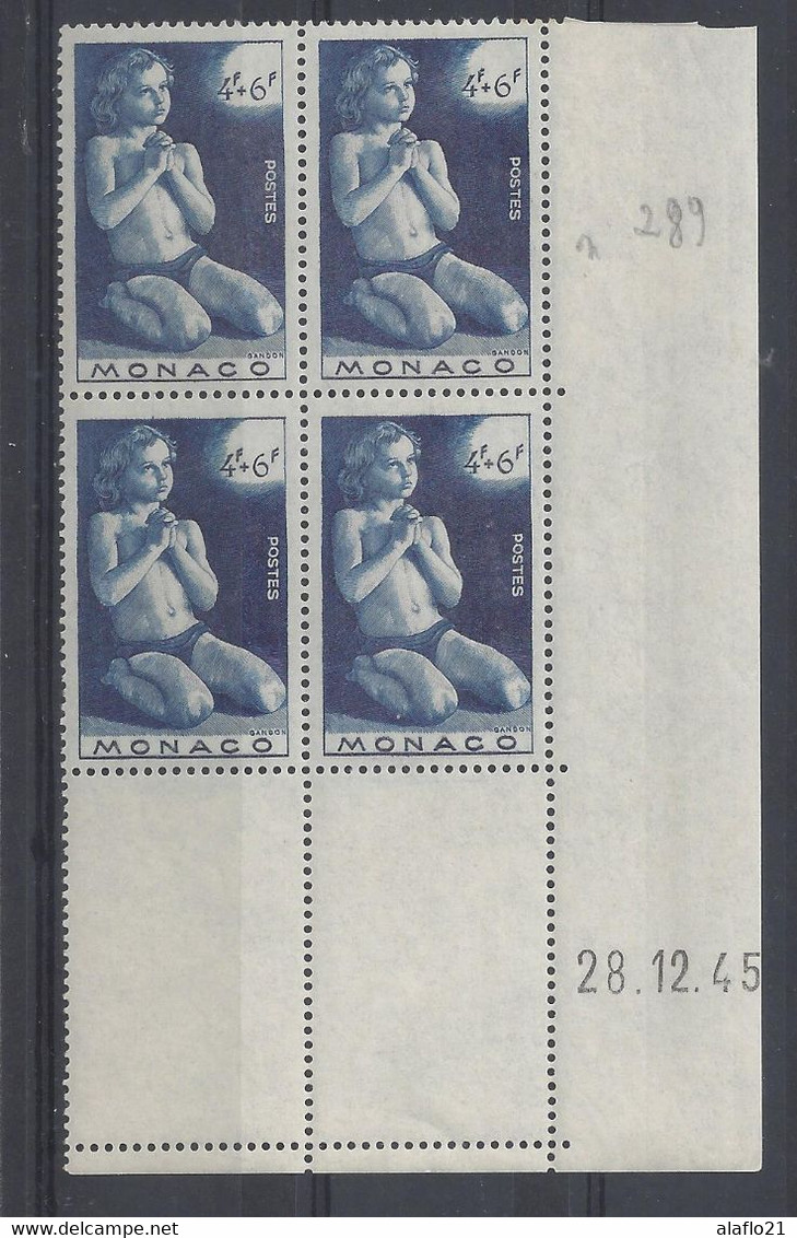 MONACO - N° 289 - OEUVRES CHARITABLES - Bloc De 4 COIN DATE - NEUF SANS CHARNIERE - 28/12/45 - Nuevos