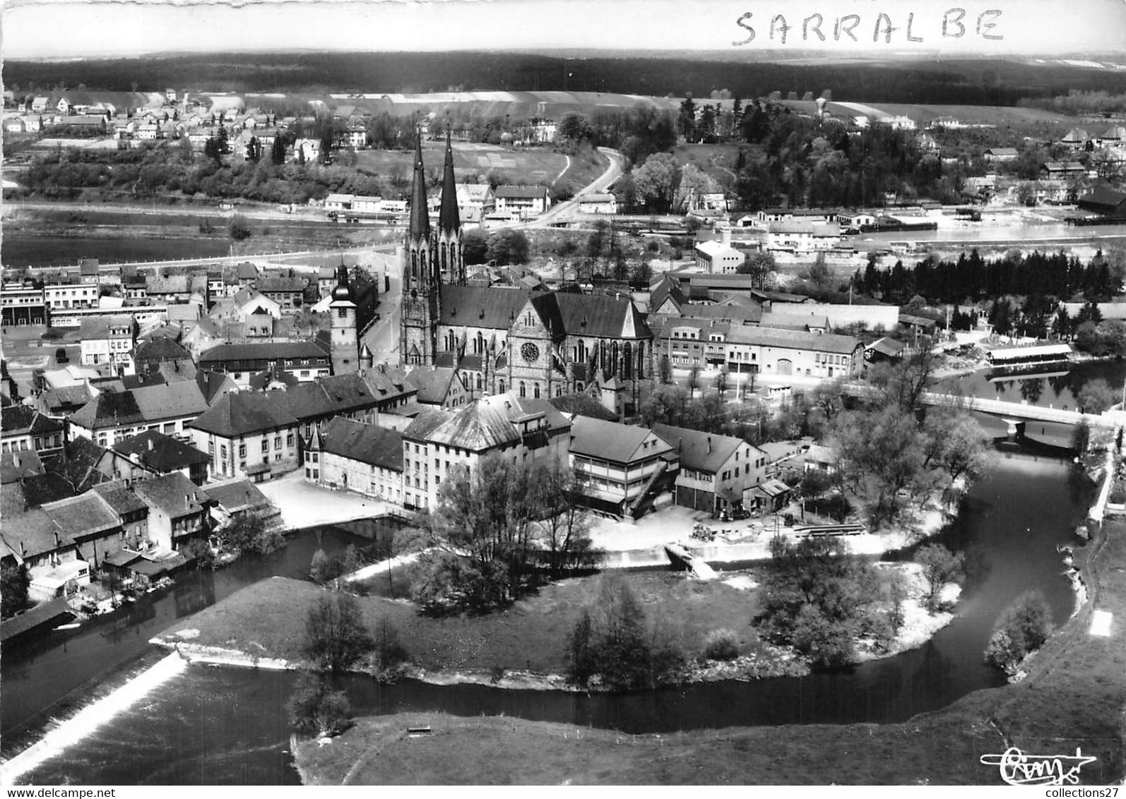 57-SARRALBE-LA CATHEDRALE ET LE MOULIN VUE AERIENNE - Sarralbe