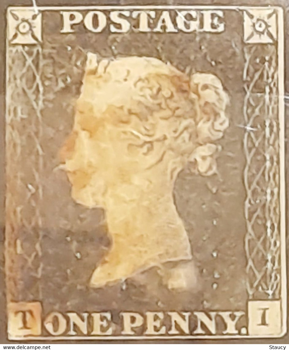 UK GB GREAT BRITAIN 1840 SG1 One Penny Black Stamp (TI) Used As Per Scan - Oblitérés