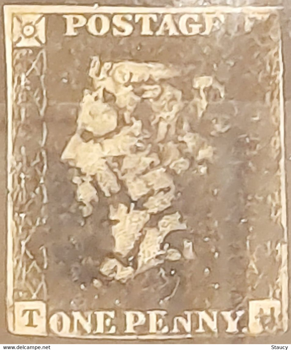 UK GB GREAT BRITAIN 1840 SG1 One Penny Black Stamp (TU) Used As Per Scan - Oblitérés