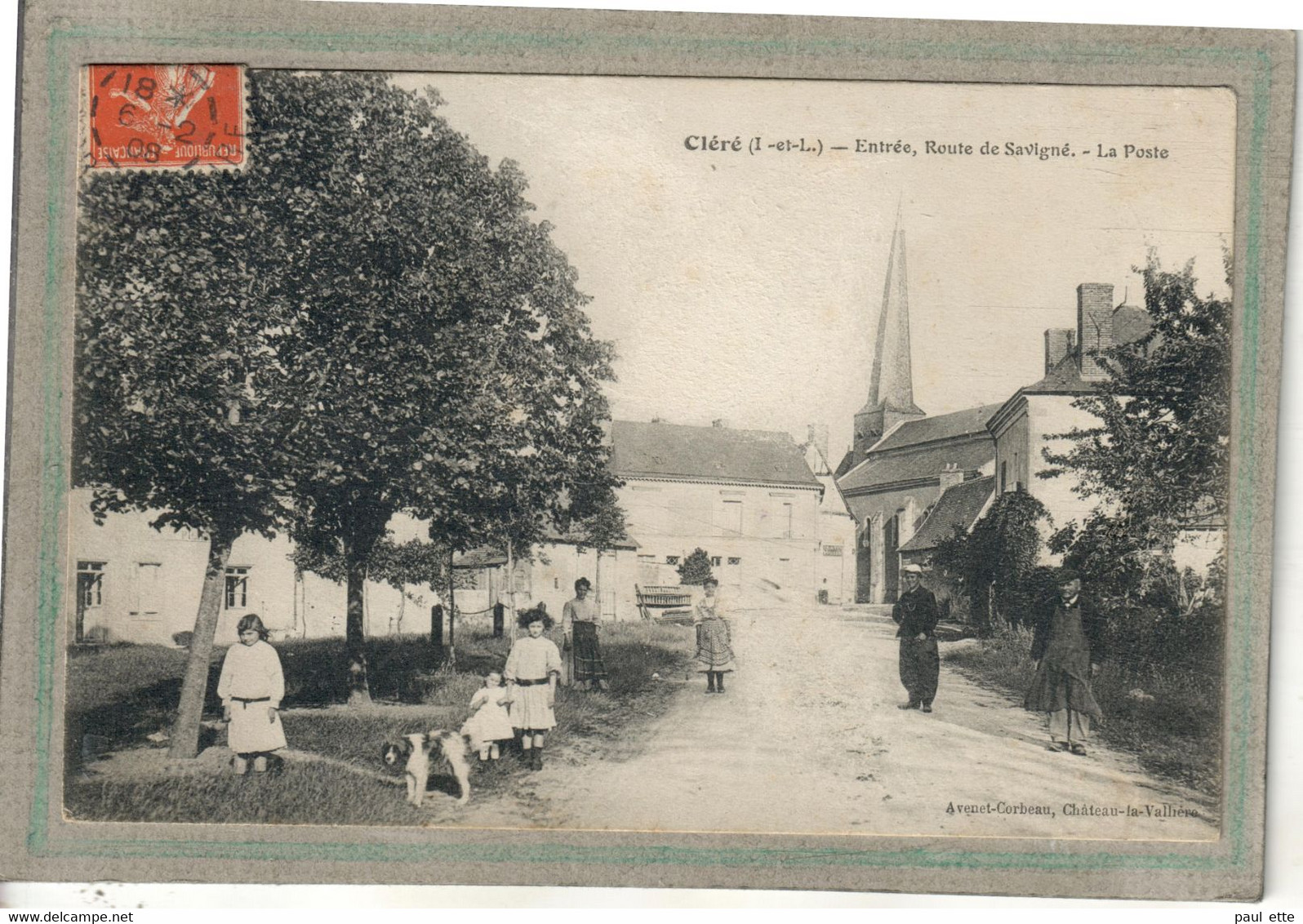 CPA - (37) CLERé - Aspect De La Poste Et De L'entrée Du Bourg Par La Route De Savigné En 1909 - Cléré-les-Pins