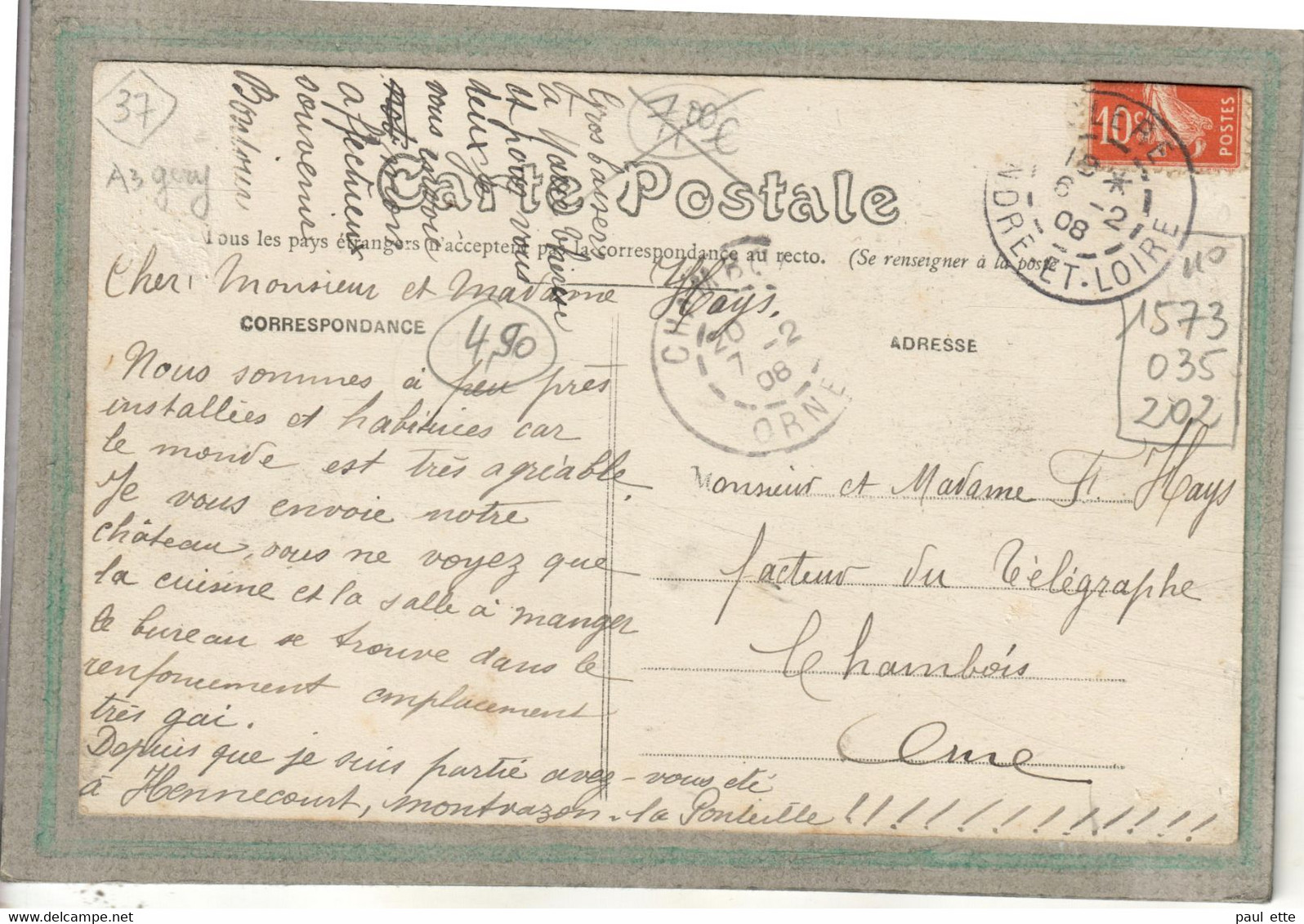 CPA - (37) CLERé - Aspect De La Poste Et De L'entrée Du Bourg Par La Route De Savigné En 1909 - Cléré-les-Pins