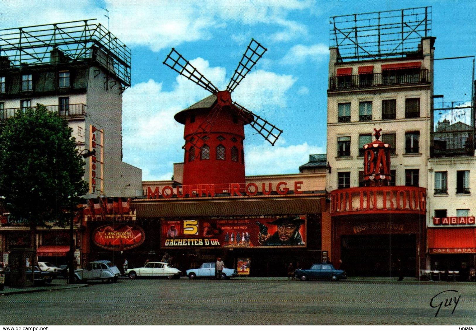 PARIS  Le MOULIN ROUGE Place Blanche  ( Voitures  )   (recto-verso) 75 Paris - Cafés, Hotels, Restaurants