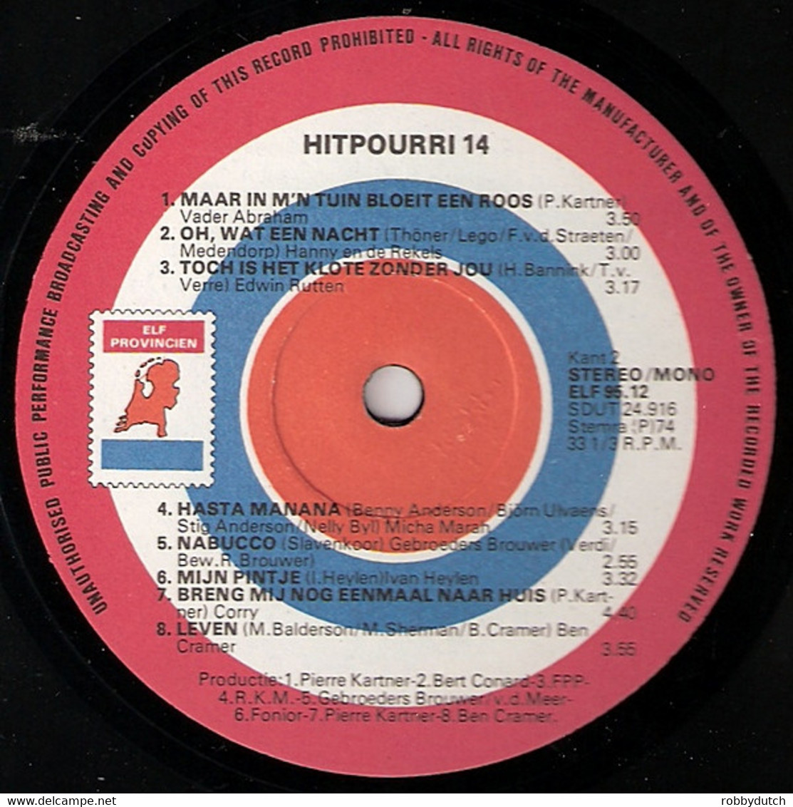 * LP *  HITPOURRI 14 - DIV. Art. (Holland 1974 EX-/EX-) - Other - Dutch Music