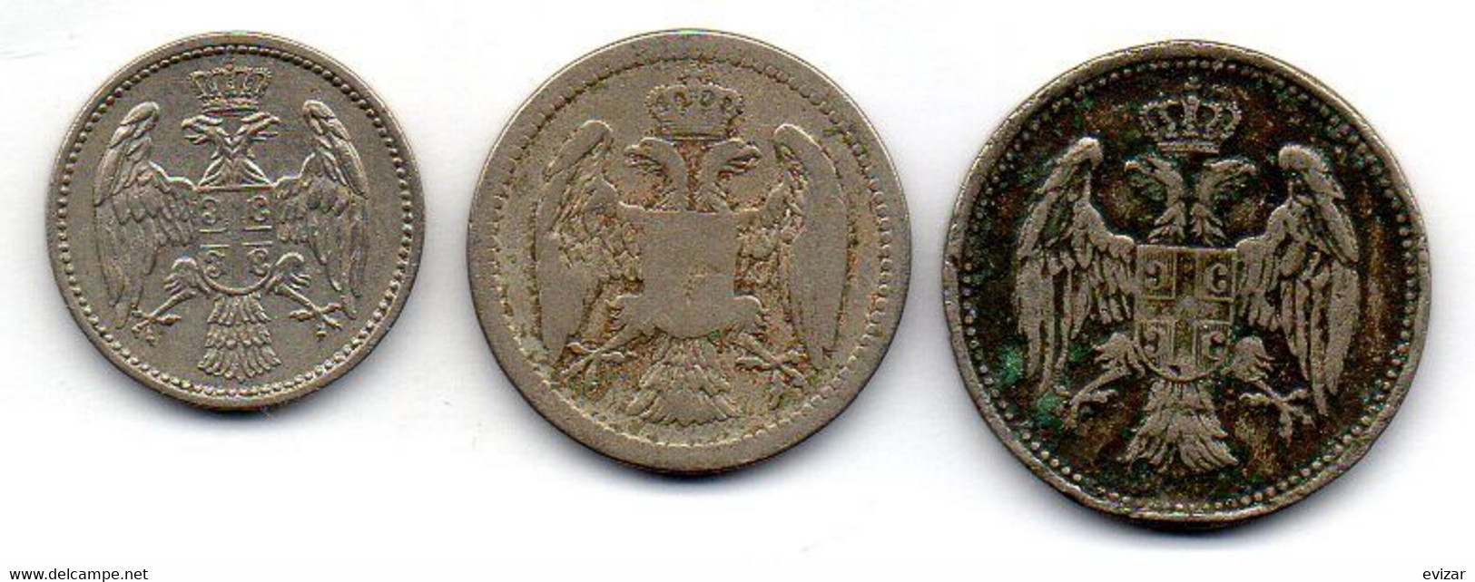 SERBIA, Set Of Three Coins 5, 10, 20 Para, Copper-Nickel, Year 1883-84, 1912, KM # 18, 19, 20 - Serbia