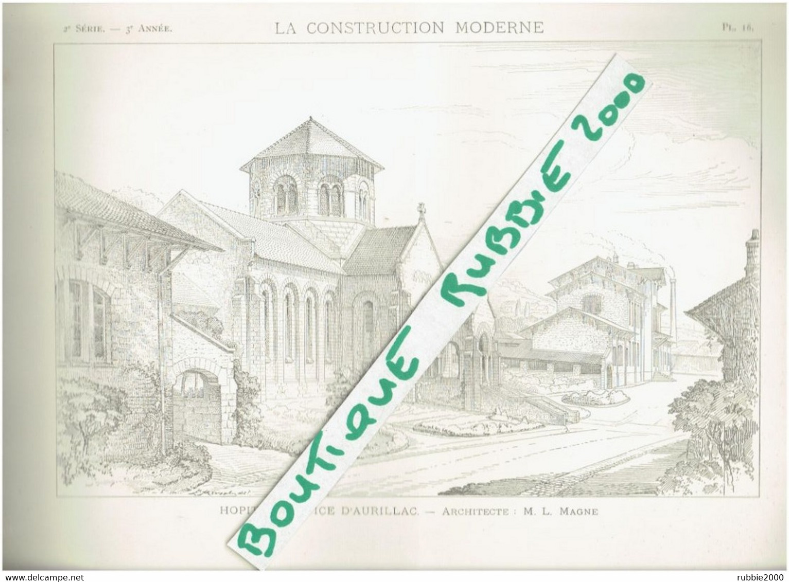 3 PLANS DESSINS 1897 AURILLAC CANTAL HOPITAL HOSPICE ARCHITECTE M. L. MAGNE - Auvergne