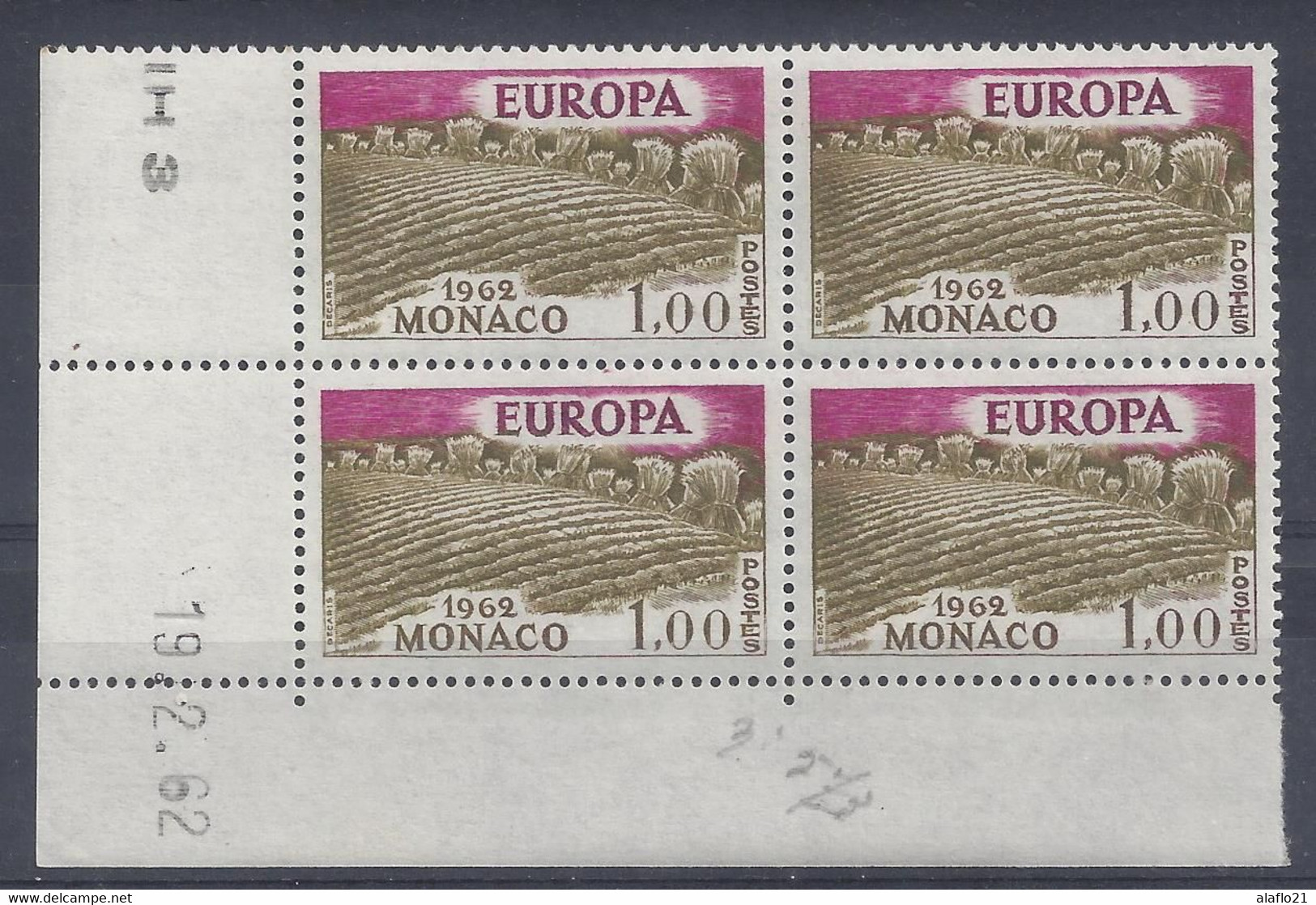 MONACO - N° 573 - EUROPA 1962 - Bloc De 4 COIN DATE - NEUF SANS CHARNIERE - 19/2/62 - Unused Stamps