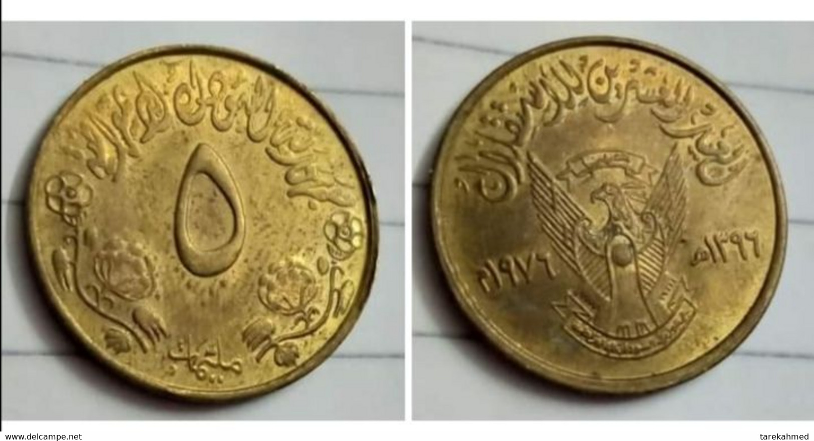 Sudan , Rare 5 Milliemes ,1396 (1976) Commemorative: 20th Anniversary Of Independence , UNC ,gomaa - Soedan