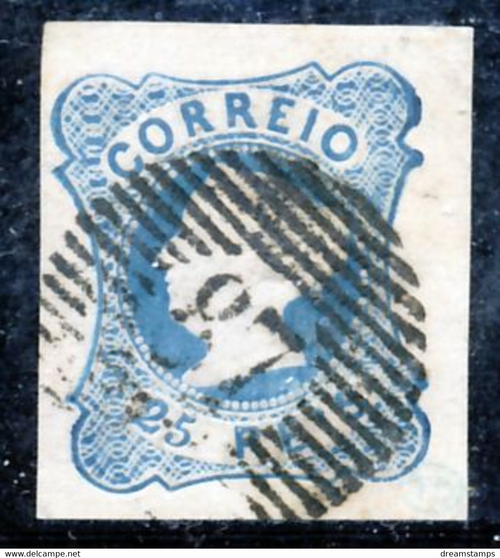 !										■■■■■ds■■ Portugal 1853 AF#2c ø Queen Maria II 25 Réis Type II (x5077) - Gebruikt