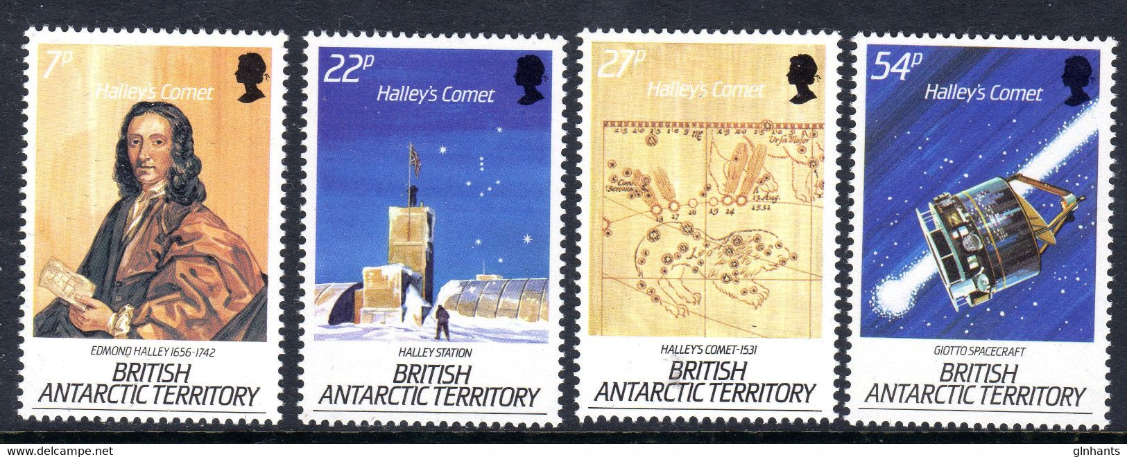 BRITISH ANTARCTIC TERRITORY BAT - 1986 HALLEY'S COMET SET (4V) FINE MNH ** SG 147-150 - Neufs