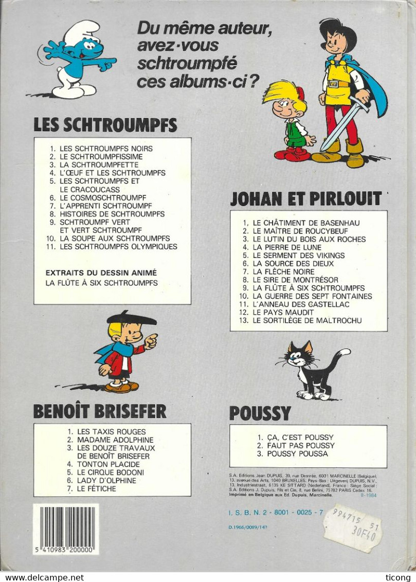 BENOIT BRISEFER NUMERO 1 LES TAXIS ROUGES, PEYO ET WILL, EDITIONS DUPUIS 1984, VOIR LES SCANNERS - Benoît Brisefer