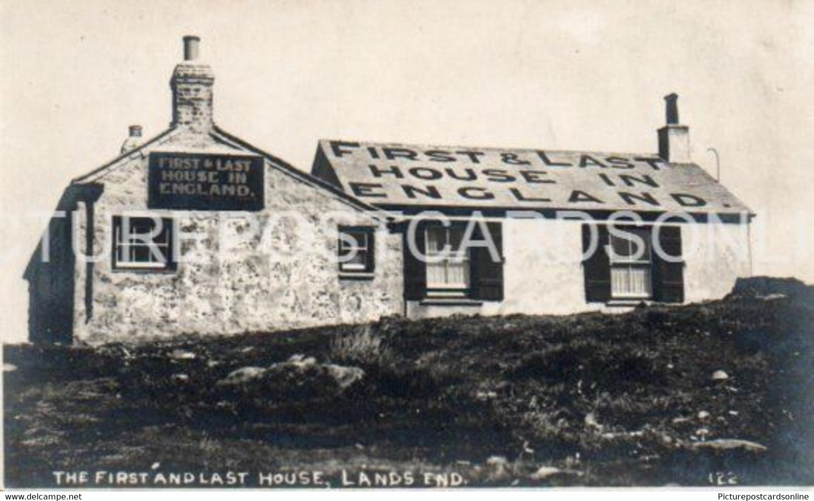 FIRST AND LAST HOUSE INN IN ENGLAND LANDS END OLD R/P POSTCARD CORNWALL WITH CACHET - Land's End