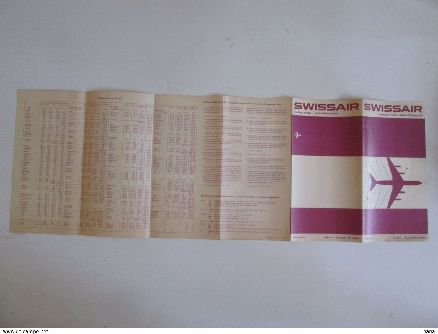 Swissair Horaire De Vol/Timetable,edition Praha/Berlin-Schonefeld May 4-October 31,1964 - Europa