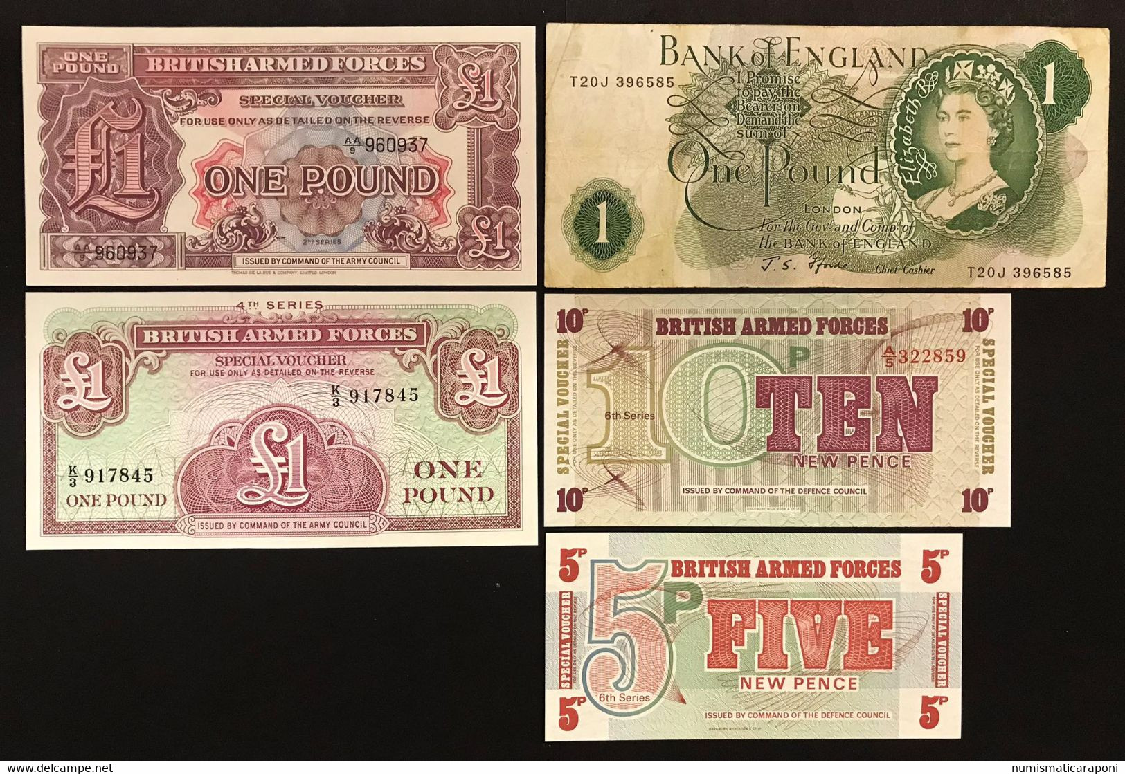 Gran Bretagna Great Britain 5 Banconote 5 Notes Lotto.4005 - Collezioni