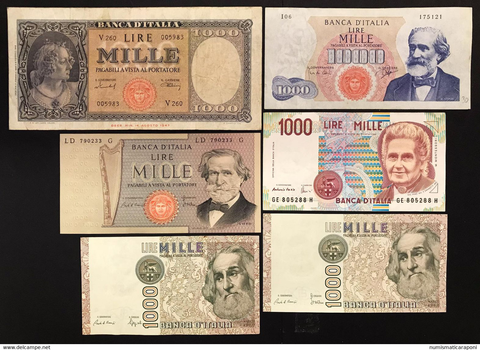 Italy Italia Repubblica 6 Banconote 6 Notes Con Sostitutive Lotto.4059 - [ 9] Sammlungen