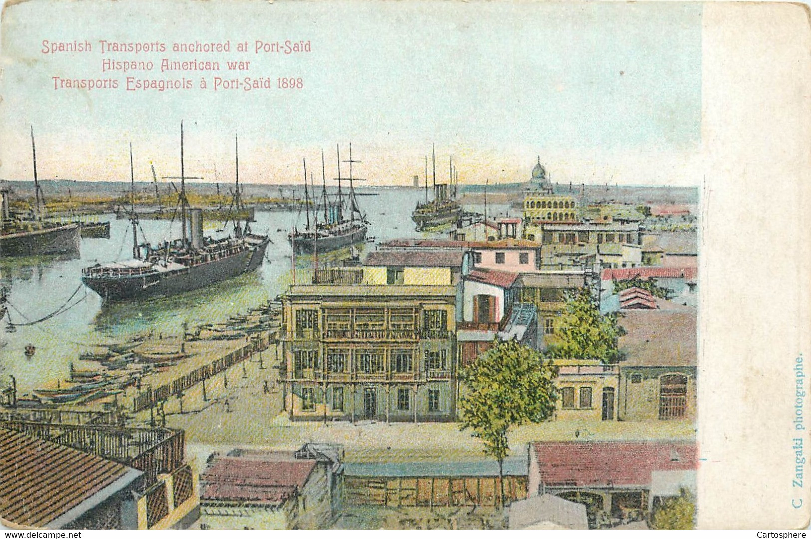 CPA Afrique > Egypte PORT-SAÏD TRANSPORTS ESPAGNOLS EN 1898 Hispano American War - Port Said