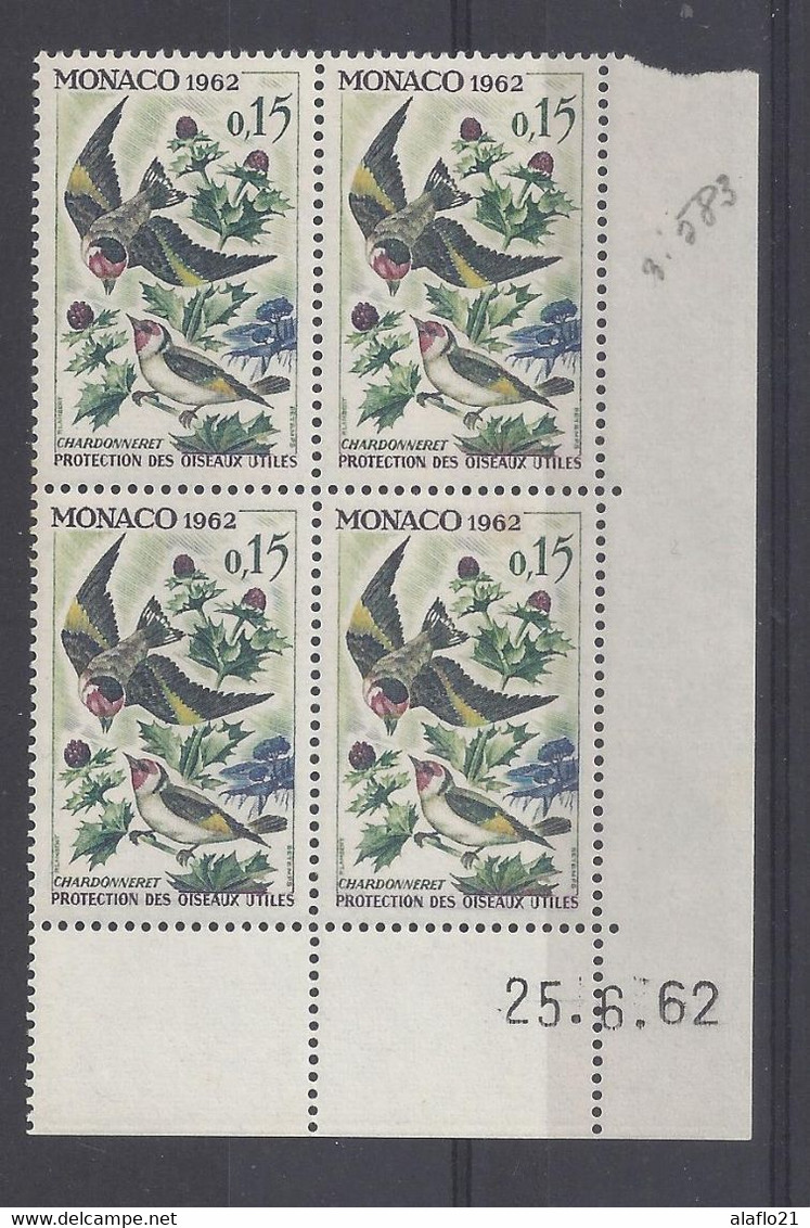 MONACO - N° 583 - OISEAU - Bloc De 4 COIN DATE - NEUF SANS CHARNIERE - 25/6/62 - Ungebraucht