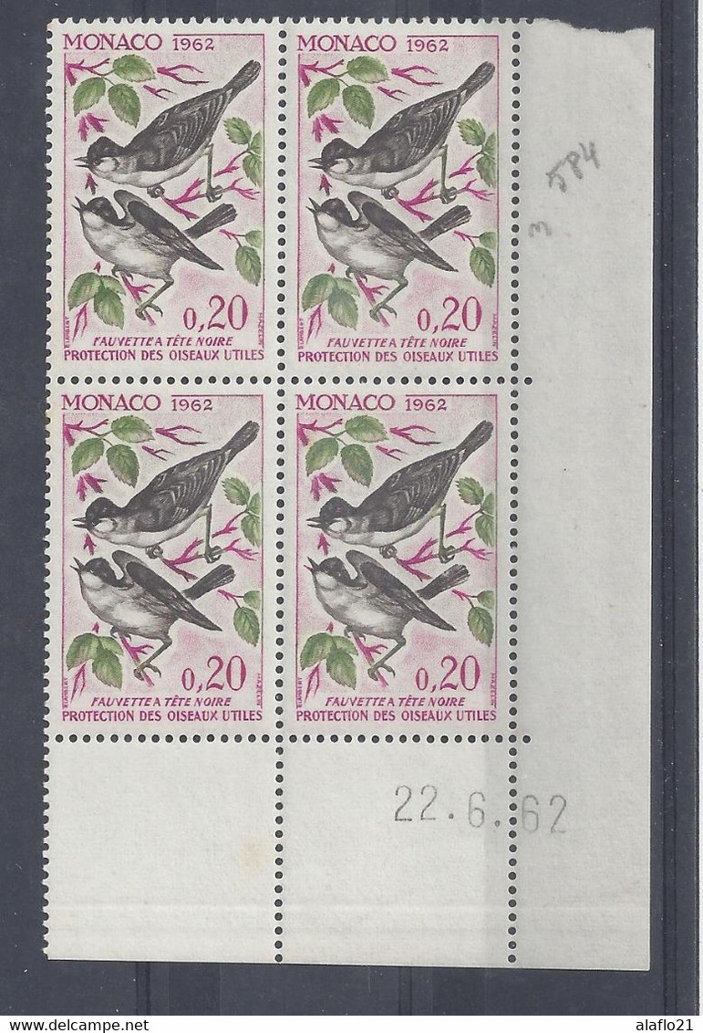 MONACO - N° 584 - OISEAU - Bloc De 4 COIN DATE - NEUF SANS CHARNIERE - 22/6/62 - Ungebraucht