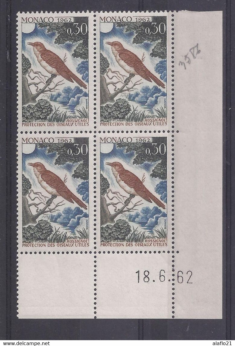 MONACO - N° 586 - OISEAU - Bloc De 4 COIN DATE - NEUF SANS CHARNIERE - 18/6/62 - Ungebraucht