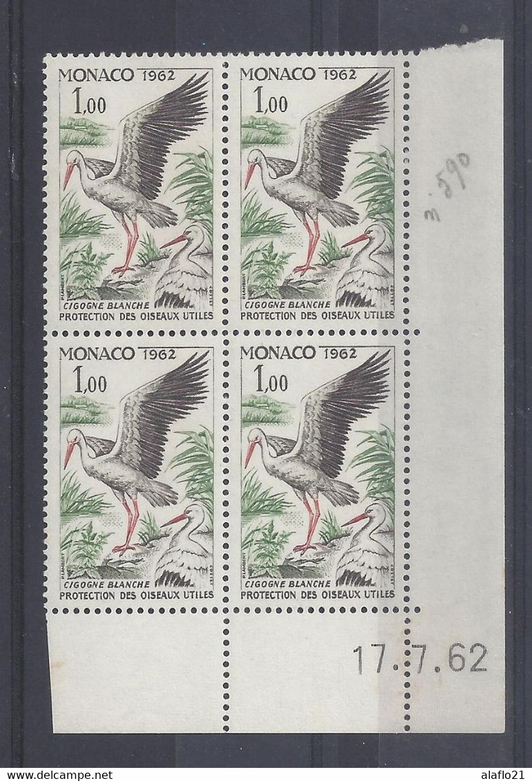 MONACO - N° 590 - OISEAU - Bloc De 4 COIN DATE - NEUF SANS CHARNIERE - 17/7/62 - Unused Stamps