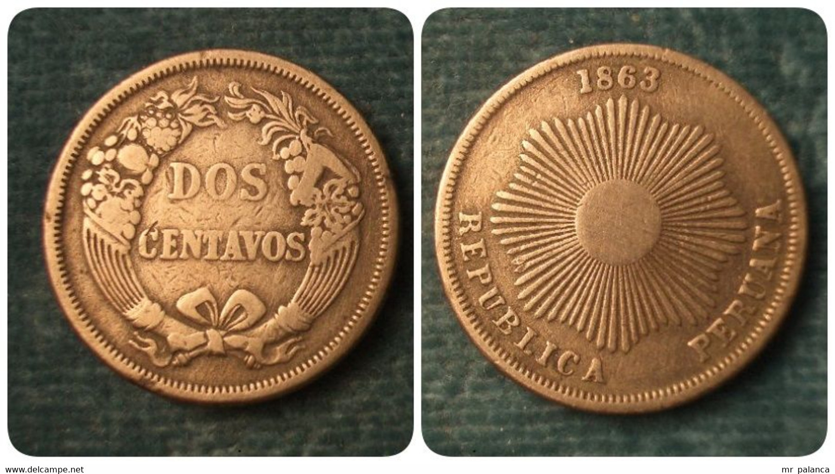 M_p> Perù - Repubblica Peruana 2 Dos Centavos 1863 - Peru