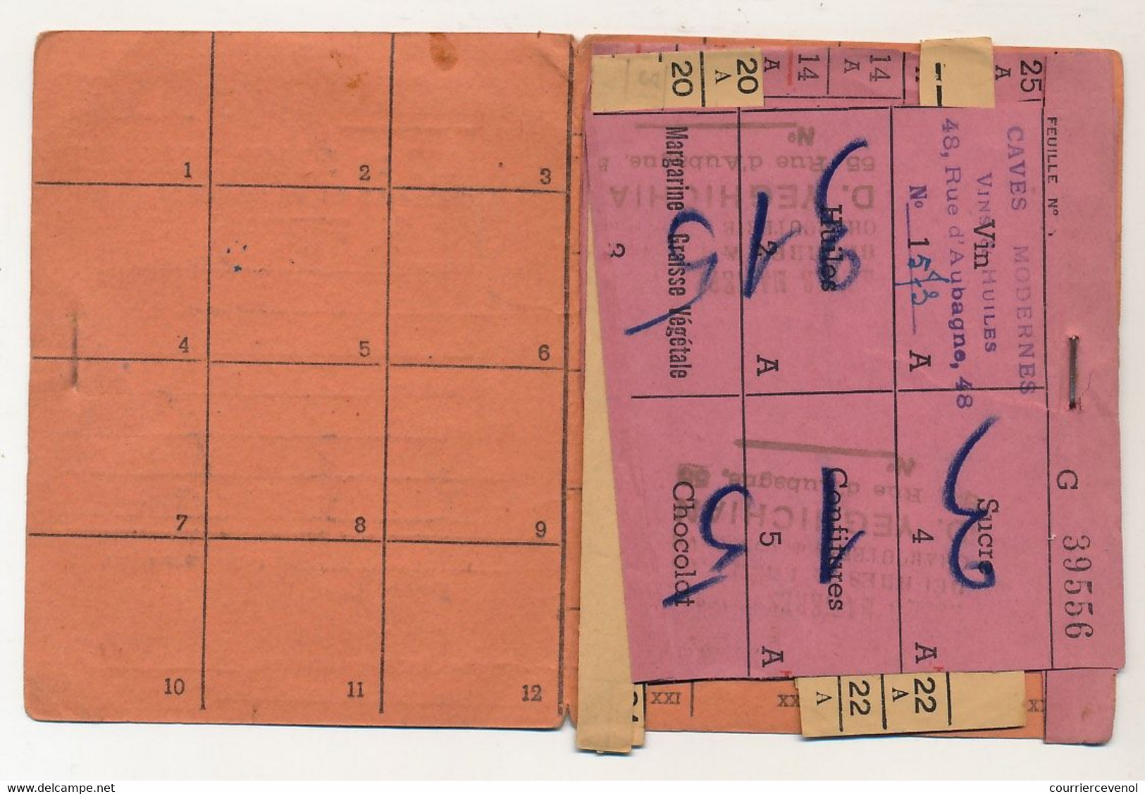 FRANCE - Etat Francais, Ravitaillement Général - Carnet De Fournisseurs - MARSEILLE 1942 Avec Divers Tickets - Documents Historiques