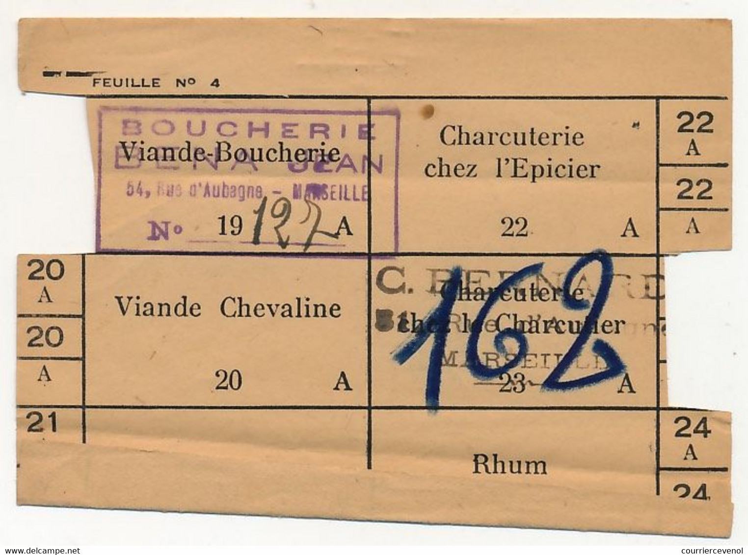 FRANCE - Etat Francais, Ravitaillement Général - Carnet De Fournisseurs - MARSEILLE 1942 Avec Divers Tickets - Documents Historiques