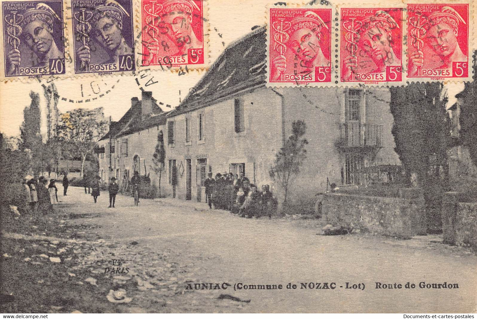 Carte Postale Ancienne Dept 46 Lot - Auniac ( Commune De Nozac ) Route De Gourdon - Autres & Non Classés