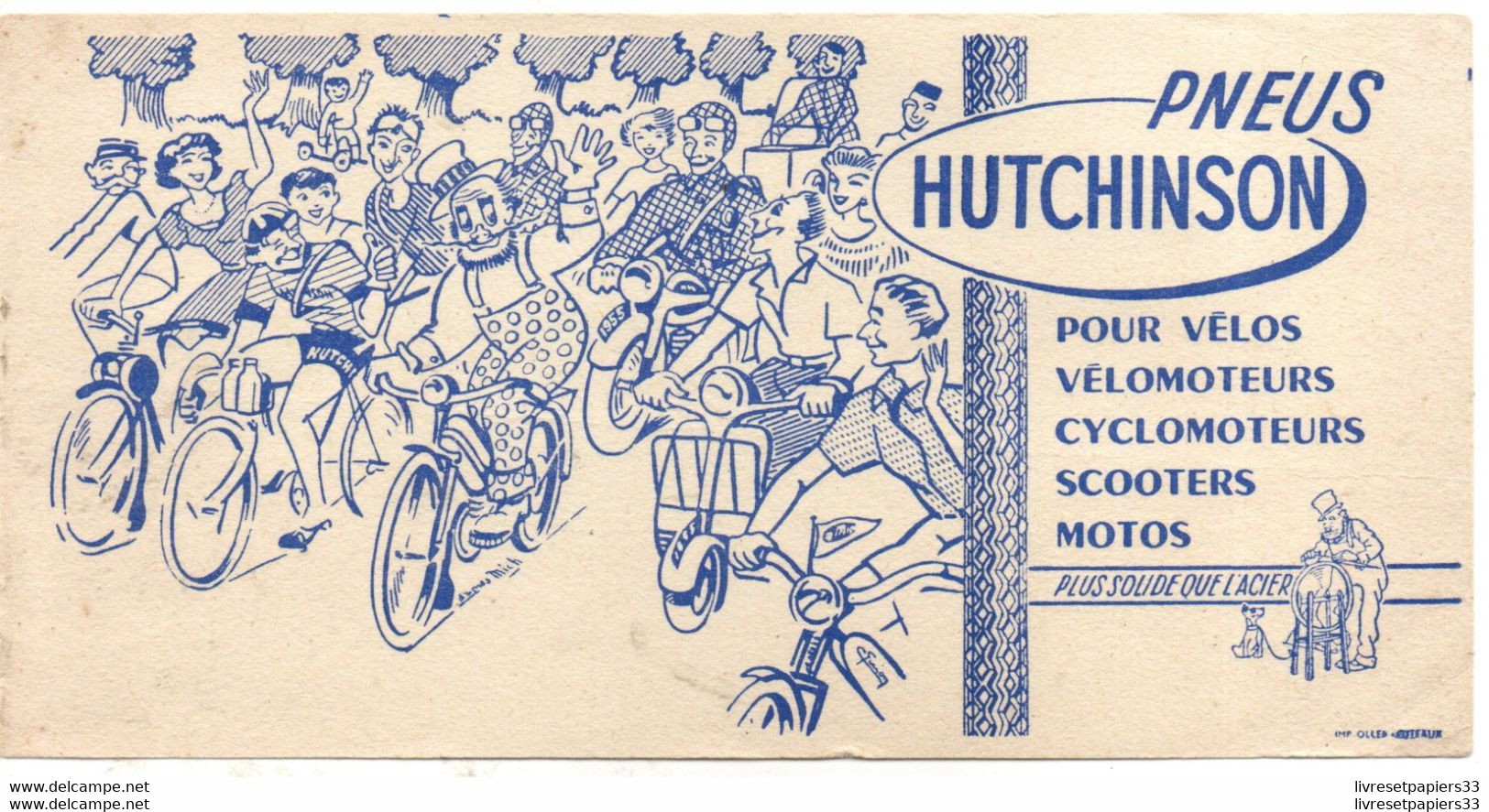 Ancien buvard publicitaire Hutchinson pneus vélo moto N Fortin et fils Paris 