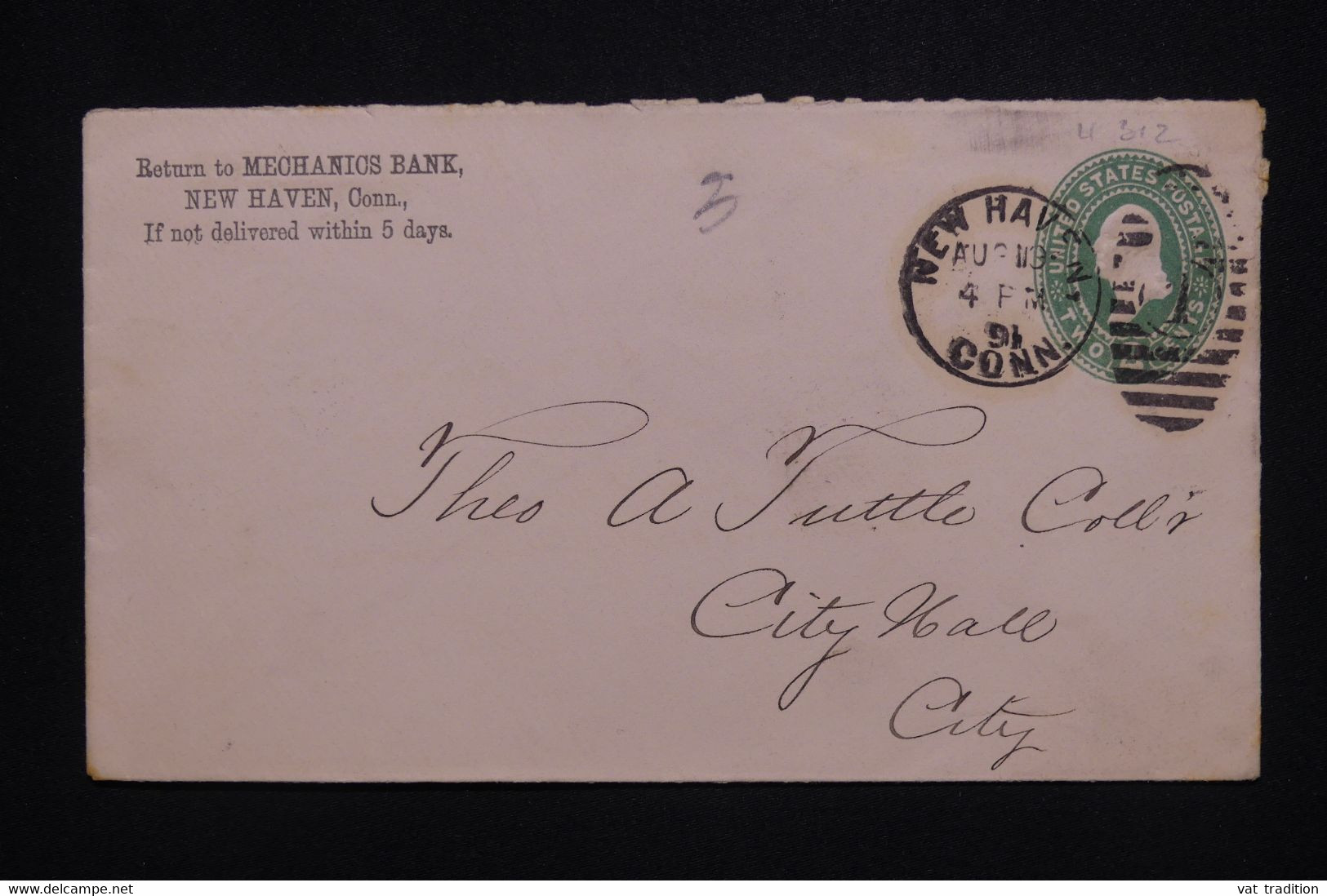 ETATS UNIS - Entier Postal De New Haven Pour City Hall En 1891 - L 127726 - ...-1900