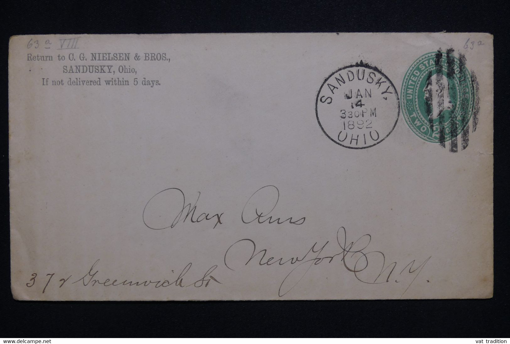 ETATS UNIS - Entier Postal De Sandusky Pour New York En 1892 - L 127727 - ...-1900