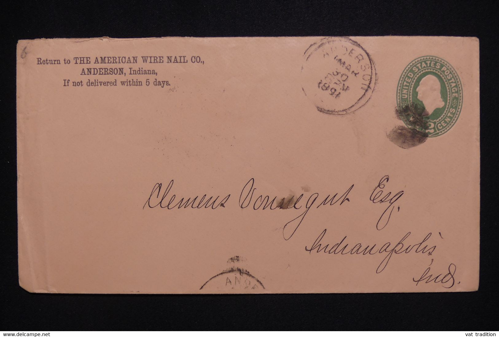 ETATS UNIS - Entier Postal De Anderson Pour Indianapolis En 1891 - L 127728 - ...-1900