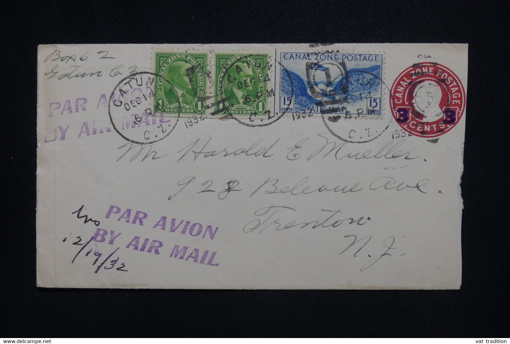 ETATS UNIS - Entier Postal + Compléments De Catun En 1932 Pour Trenton Par Avion - L 127736 - 1921-40