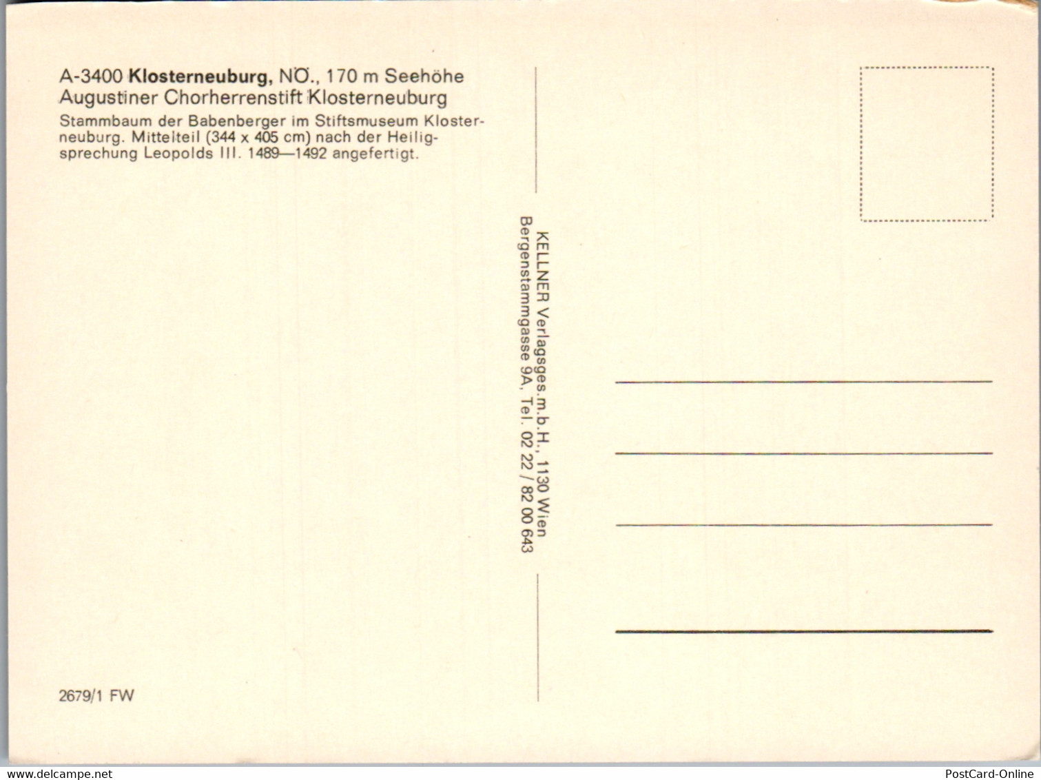 36421 - Niederösterreich - Klosterneuburg , Augustiner Chorherrnstift , Stift , Stammbaum Der Babenberger - Nicht Gelauf - Klosterneuburg