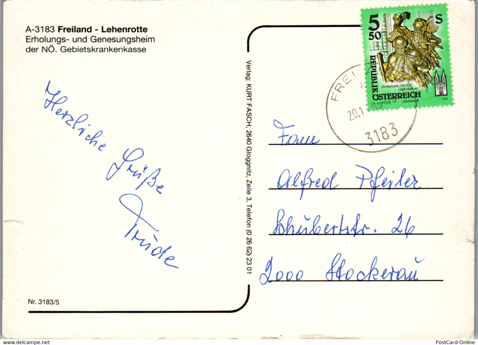 36453 - Niederösterreich - Freiland Lehenrotte , Erholungsheim - Gelaufen 1995 - Lilienfeld