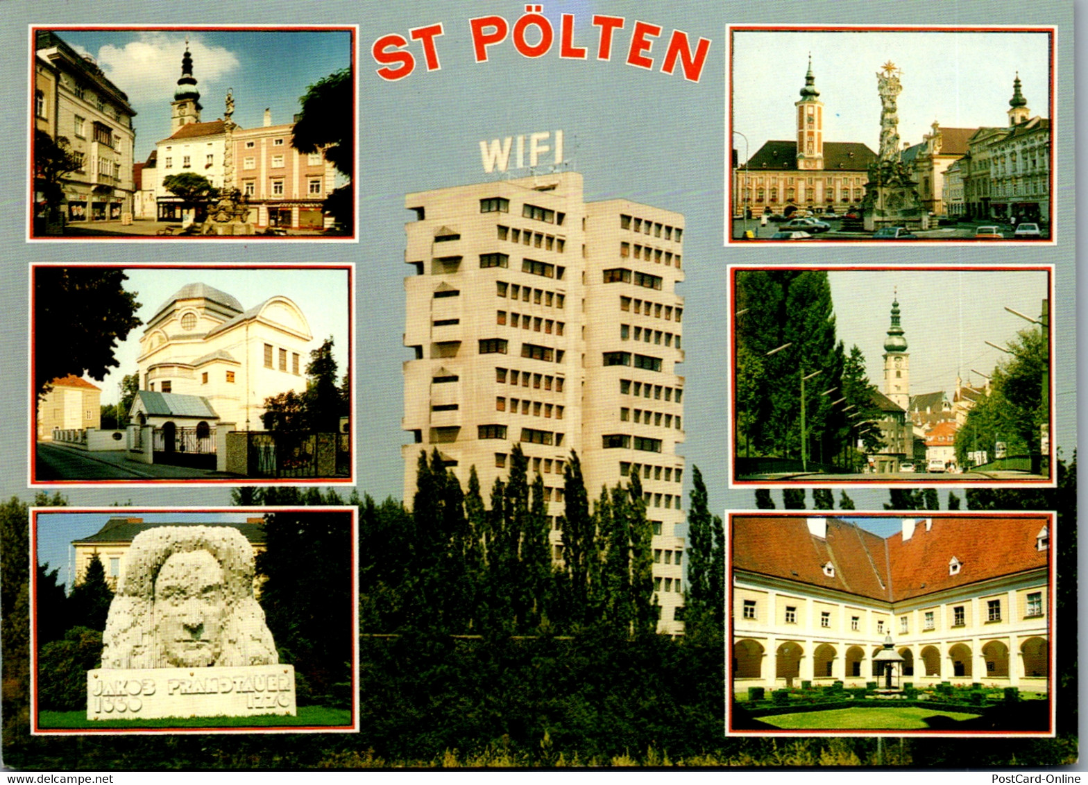 36494 - Niederösterreich - St. Pölten , Herrenplatz , Synagoge , WIFI , Traisenbrücke , Mehrbildkarte - Nicht Gelaufen - St. Pölten