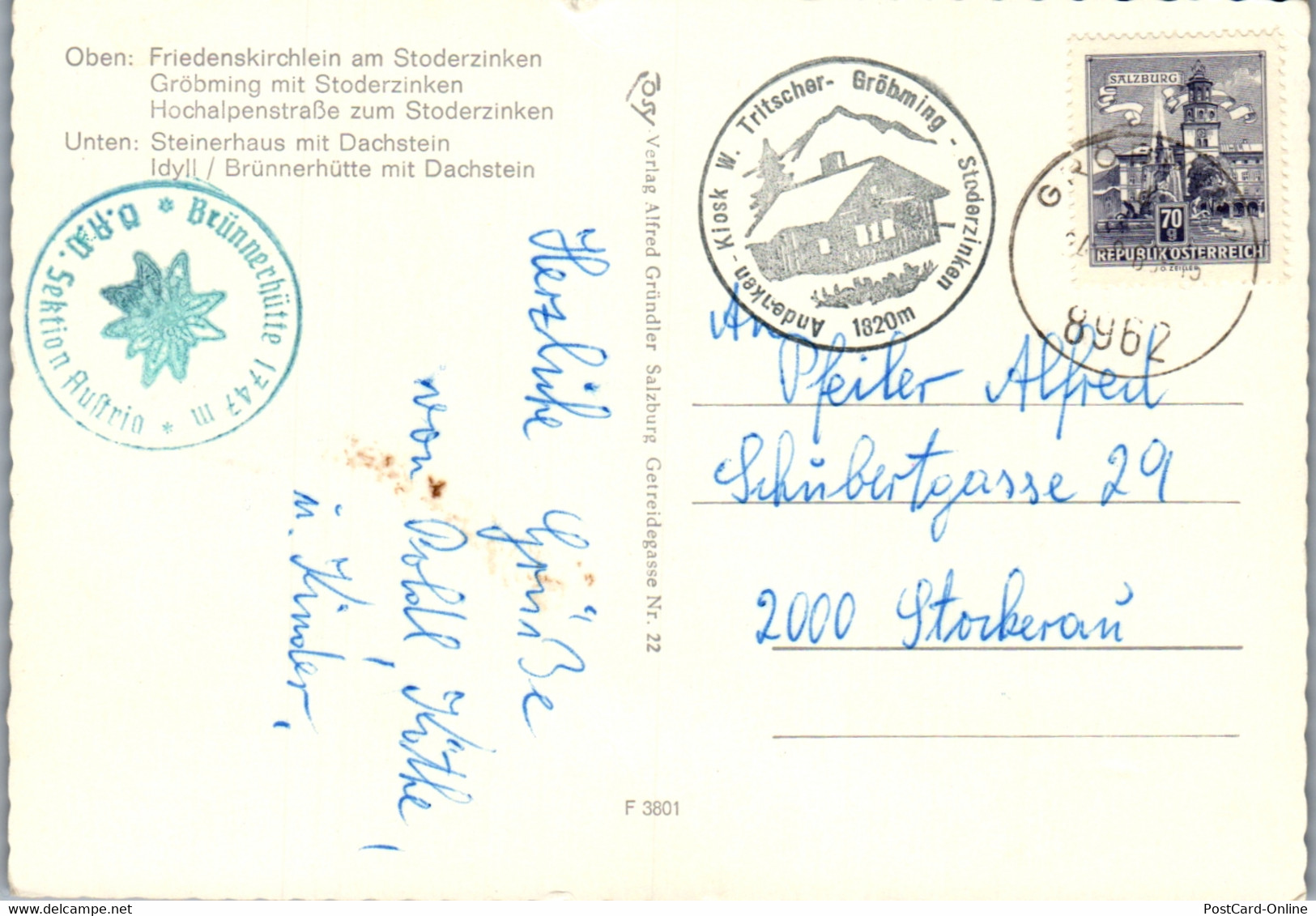 36564 - Steiermark - Gröbming , Stoderzinken , Steinerhaus Mit Dachstein , Brünnerhütte , Mehrbildkarte - Gelaufen - Gröbming