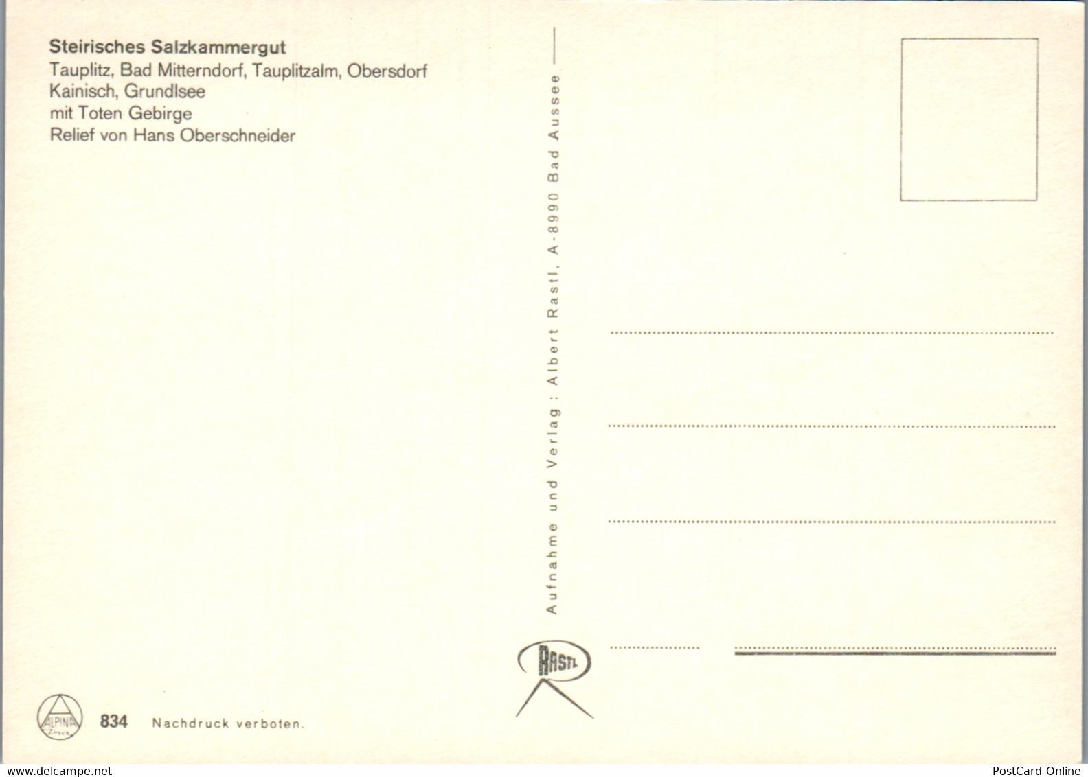 36628 - Steiermark - Steirisches Salzkammergut , Großer Priel , Kainisch , Tauplitz , Grundlsee , Obersdorf - Nicht Gela - Tauplitz