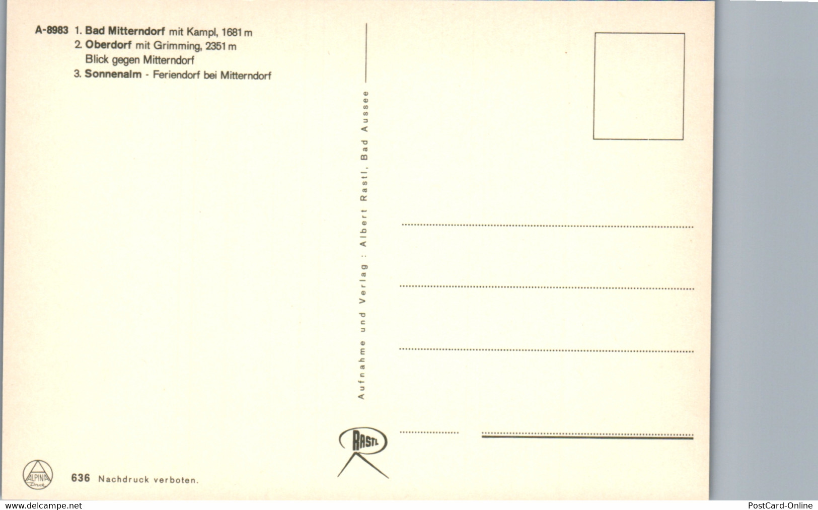 36631 - Steiermark - Mitterndorf Obersdorf , Grimming , Sonnenalm , Mehrbildkarte - Nicht Gelaufen - Bad Mitterndorf