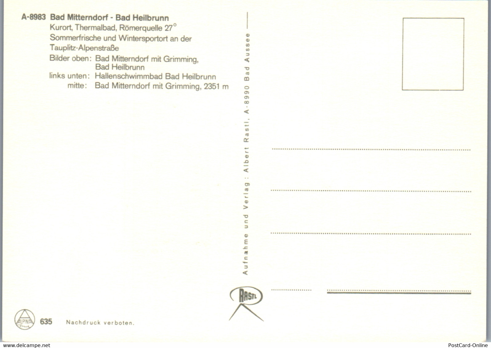 36636 - Steiermark - Bad Mitterndorf , Bad Heilbrunn , Mehrbildkarte - Nicht Gelaufen - Bad Mitterndorf