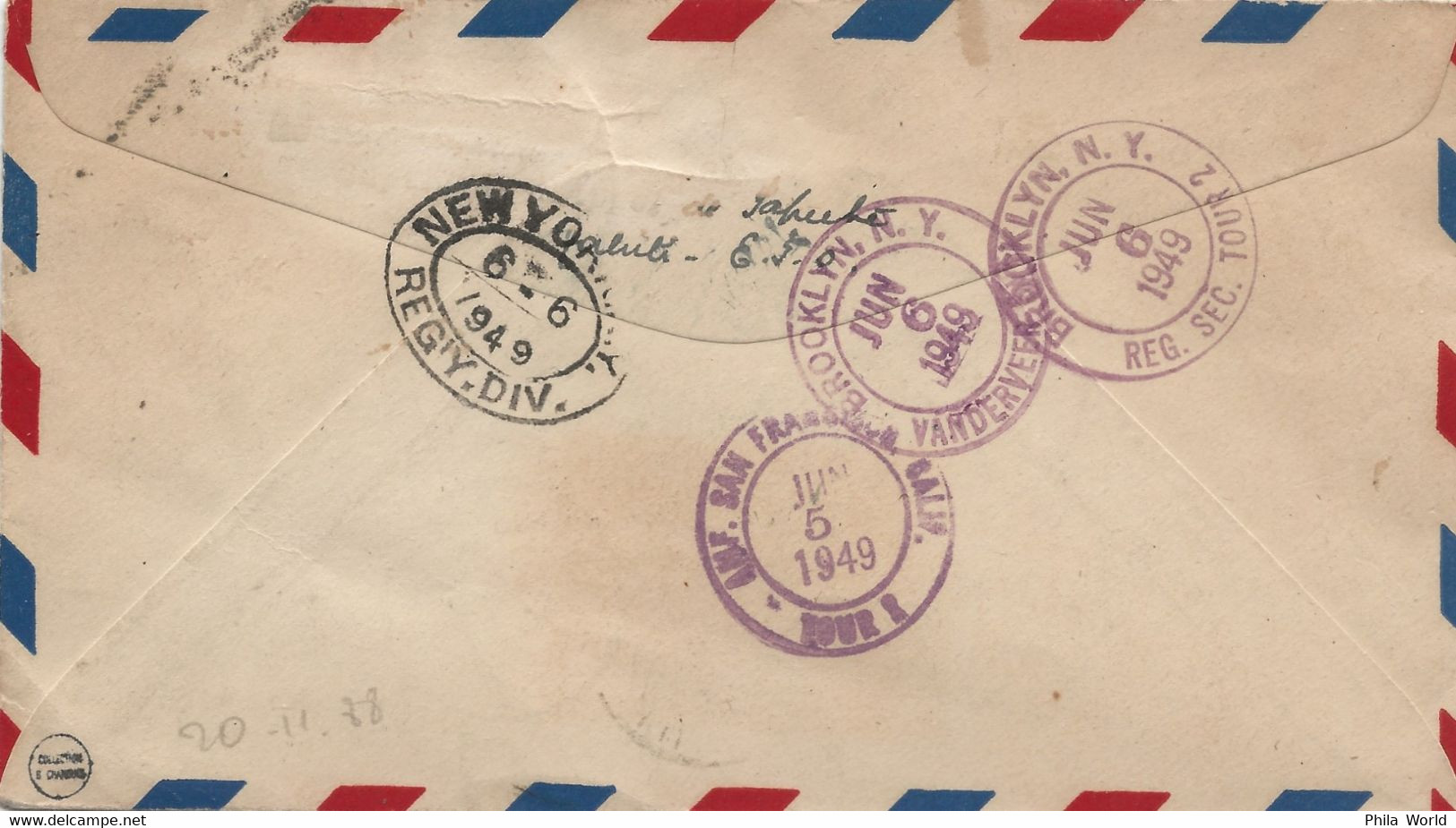 OCEANIE Etablissements Français ILE TAHITI 1949 Papeete Registered Air Mail Cover To US PAR AVION POSTE AERIENNE - Cartas & Documentos