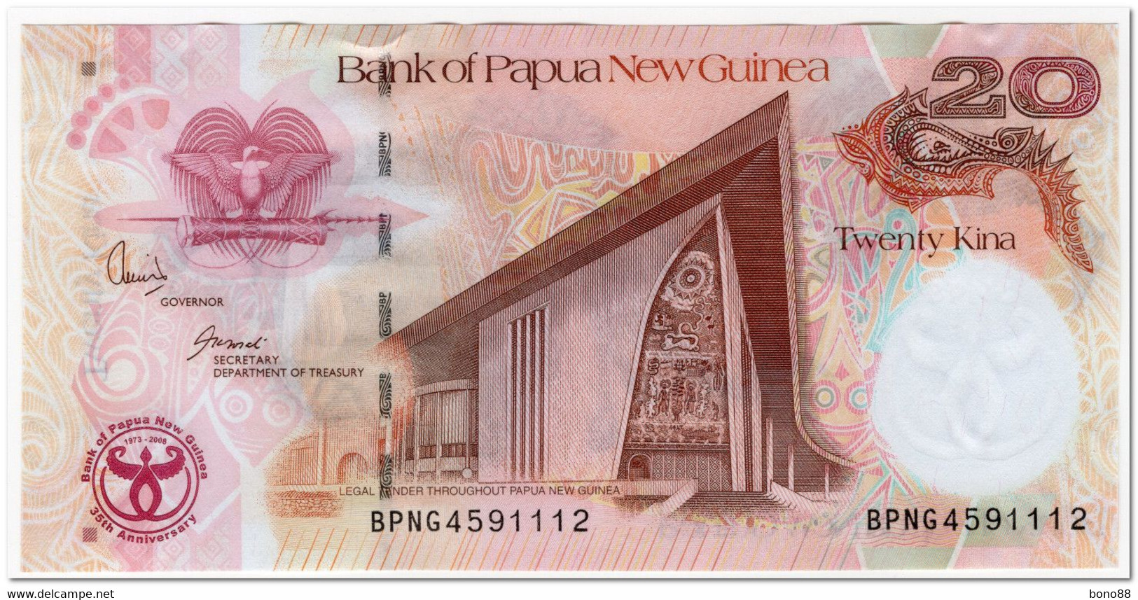 PAPUA NEW GUINEA,20 KINA,2008,P.36,UNC - Papouasie-Nouvelle-Guinée